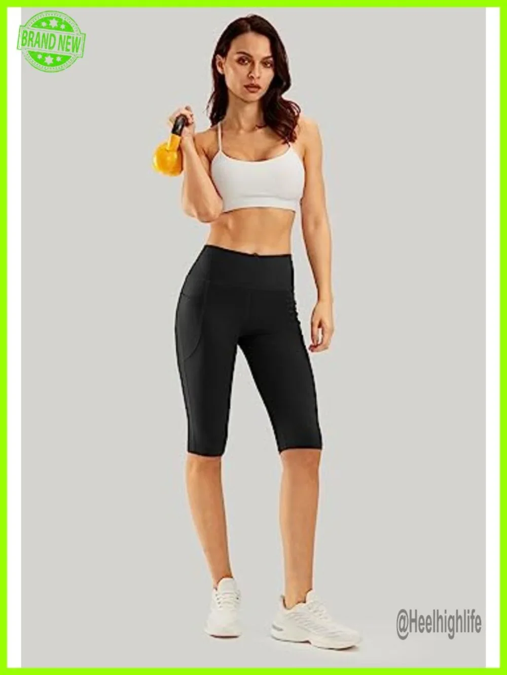 High Waisted Capri Leggings with Pockets 4-Way Stretch Yoga Pants